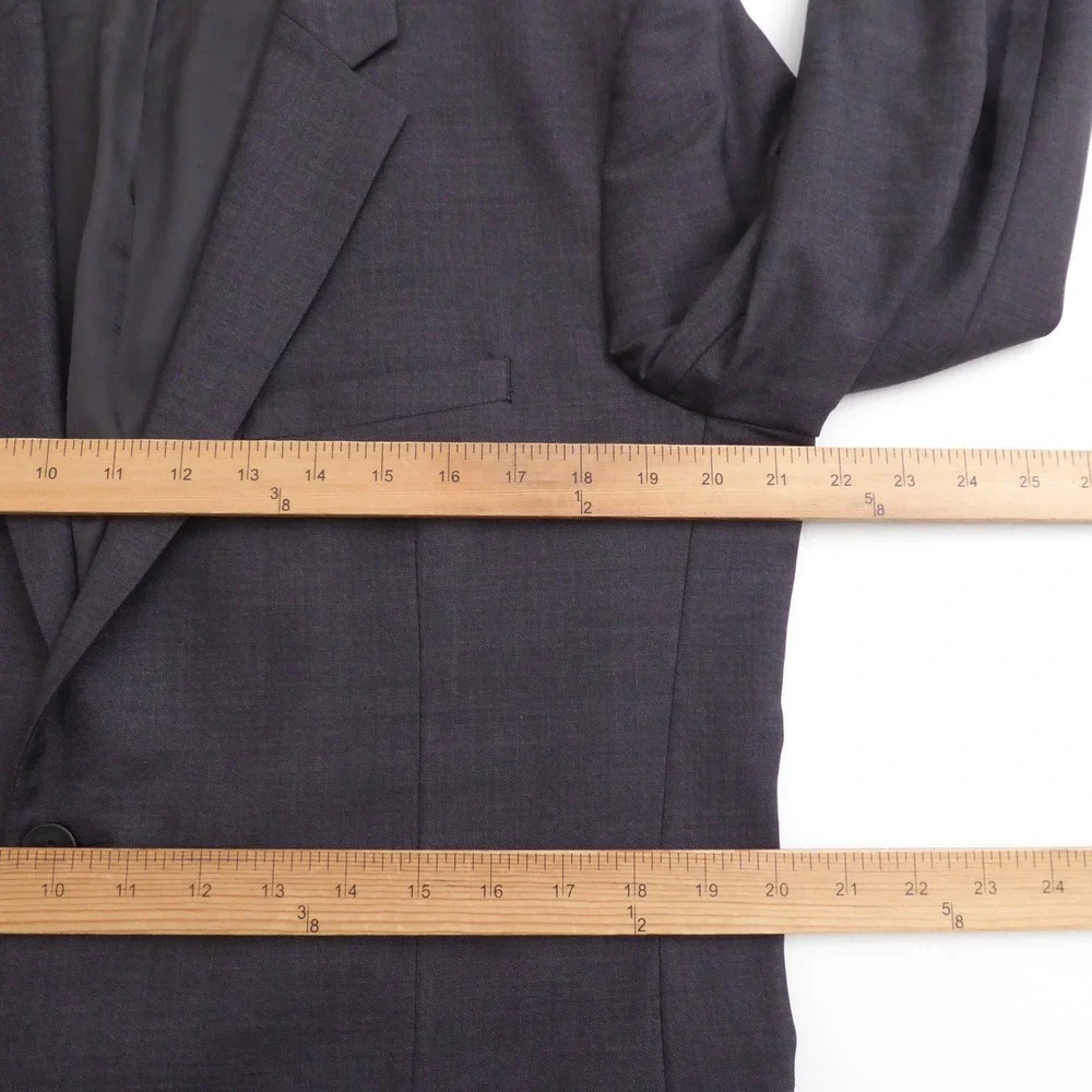 Theory Mens Blazer Jacket Charcoal Grey 100% Wool Two Button 42 Long